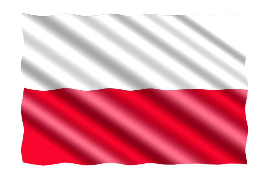Polnische Fahne: oben ein weißer Streifen und unten ein roter Streifen